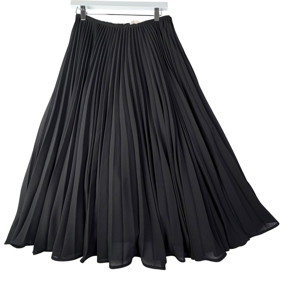 Rachel Parcell Black Pleated Maxi Skirt Chiffon Modest Quiet Luxury Office, M